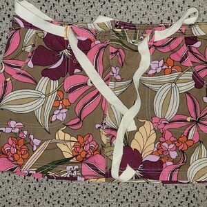 Roxy Floral Drawstring Swim Skirt in Pink, Brown & Orange